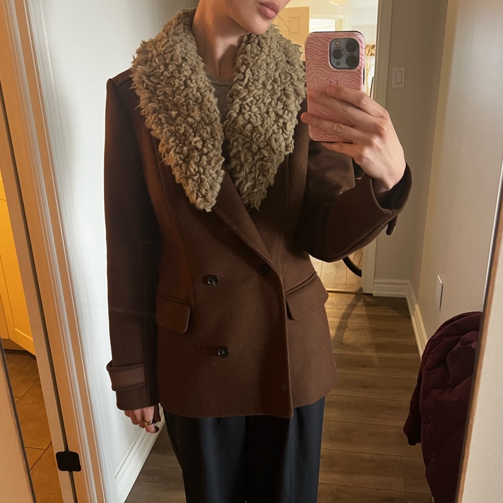 Wilfred Aritzia structure wool brown coat